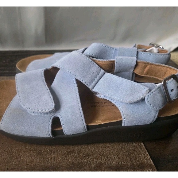 SAS Huggy Sandals Womens 5 M Light Blue Slingback Buckle Strap Casual Wedge - Picture 3 of 10